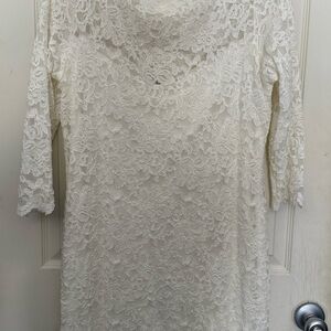 Onyx Nite Cream Lace Long Sleeve Dress